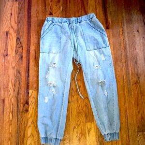 Jogger Style Distressed Jeans